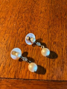 Faux pearl and crystal post earrings